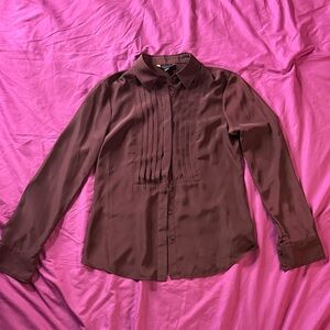 Brooks Brothers Shirt Top Women’s Pintuck Button Front Dark Burgundy Size 4